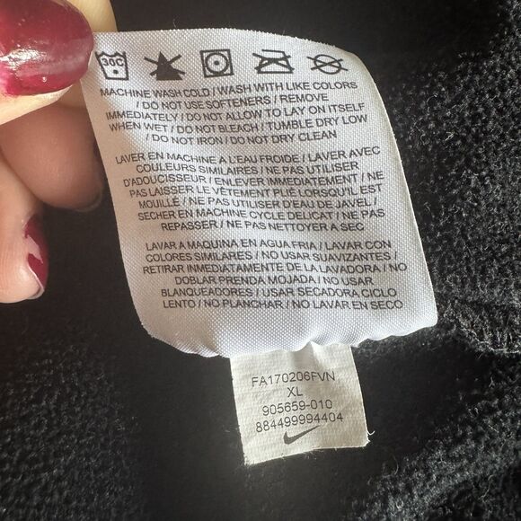 Nike Dri-Fit Hoodie Black Gray Size XL Raglan Swoosh Logo Pullover Sweatshirt - Picture 5 of 8